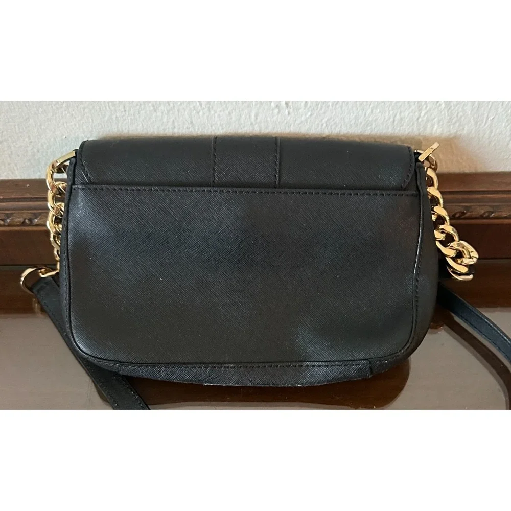Michael Kors Black and Gold Small Leather‎ Crossbody Bag
